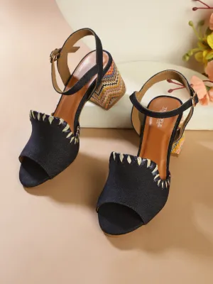 Dark Blue Denim Block Sandals (TC-A3178-DBLU)