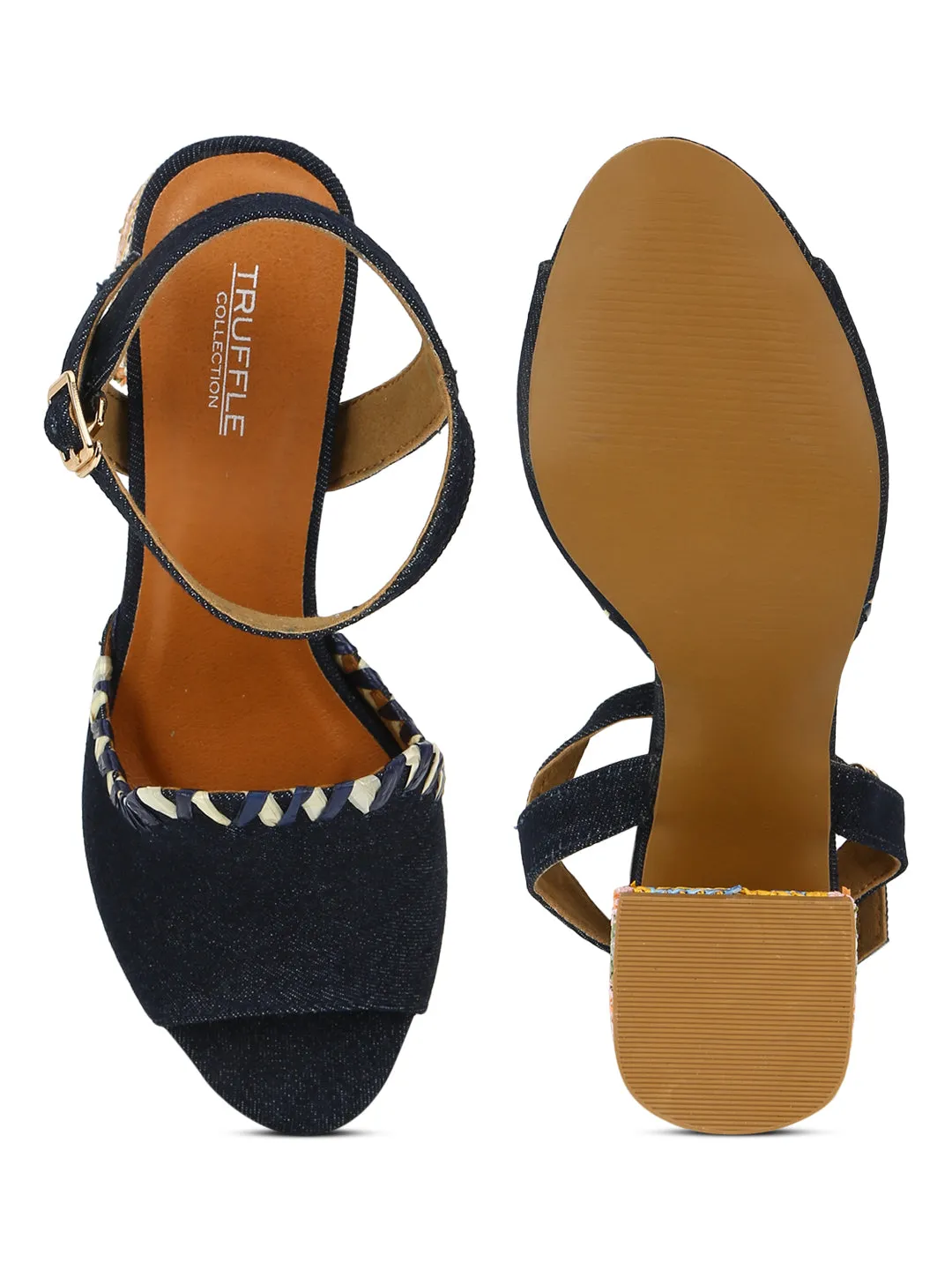 Dark Blue Denim Block Sandals (TC-A3178-DBLU)