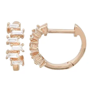 Diamond Baguette Stacked Huggie Hoops