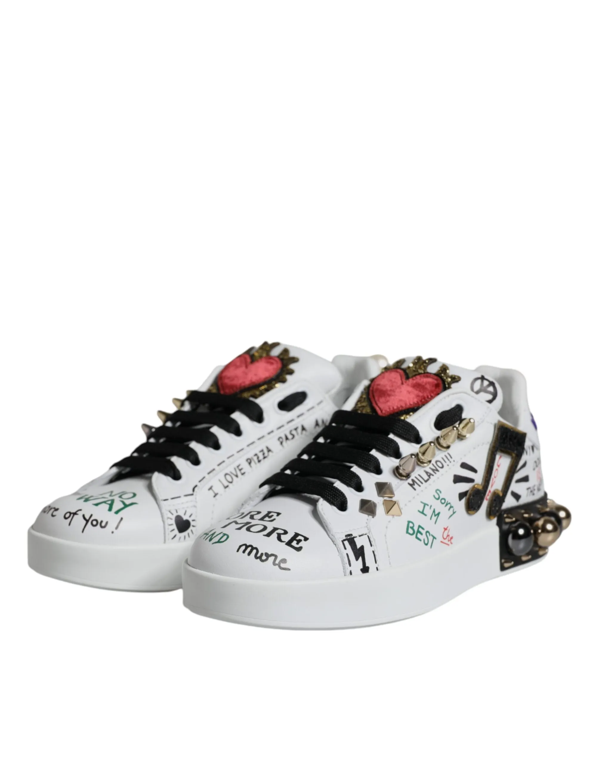 Dolce & Gabbana Heart Studded Low Top Sneakers