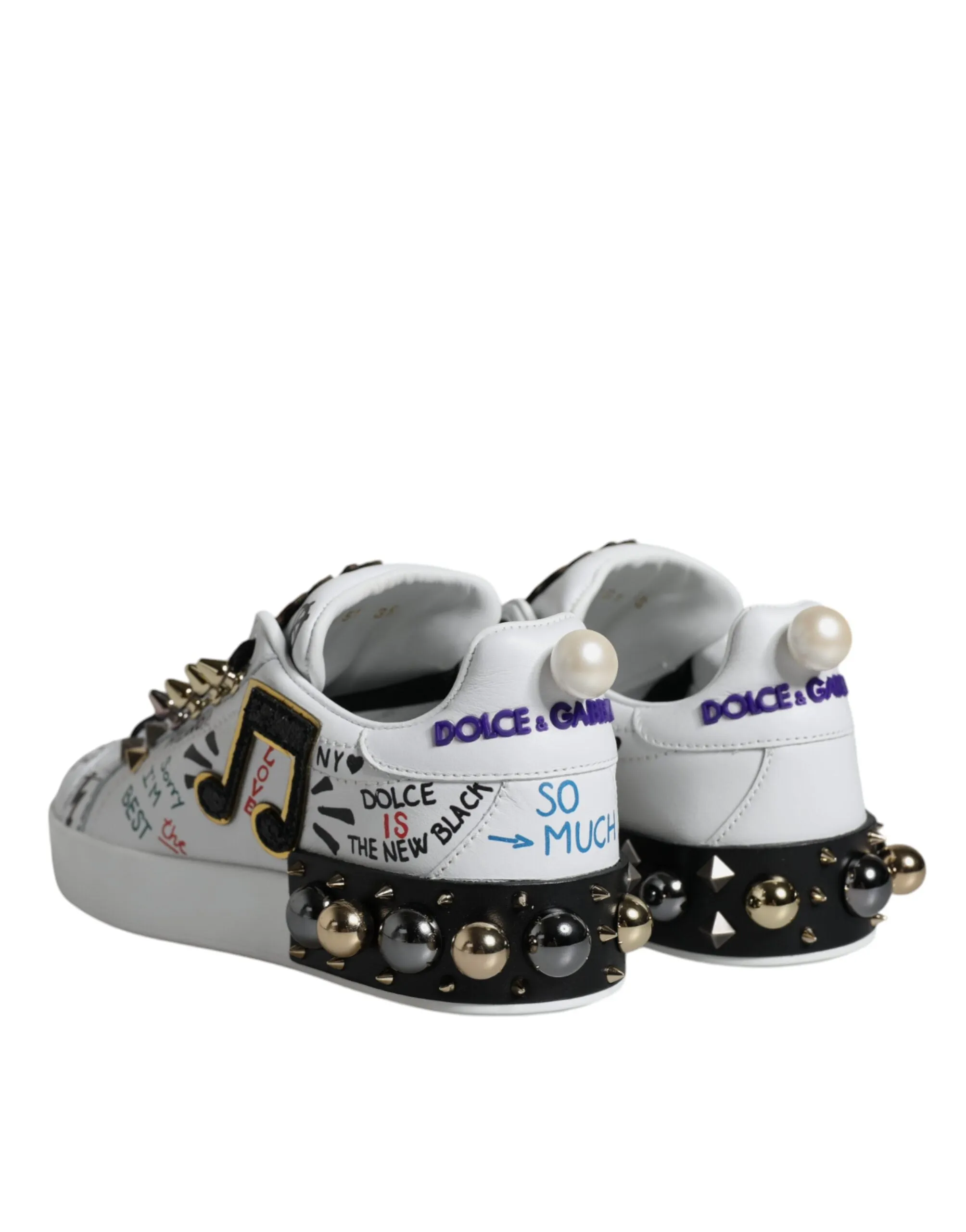 Dolce & Gabbana Heart Studded Low Top Sneakers