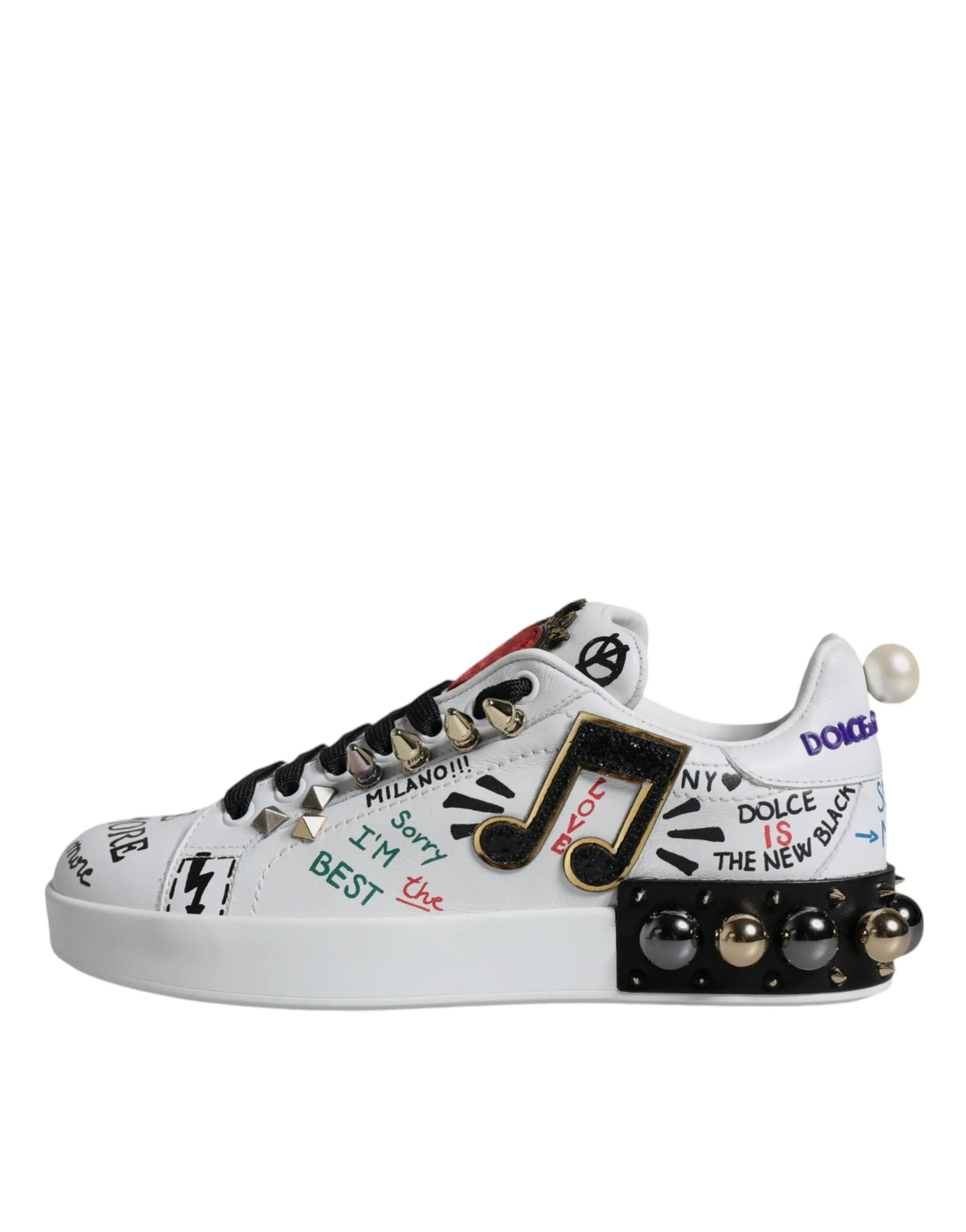 Dolce & Gabbana Heart Studded Low Top Sneakers