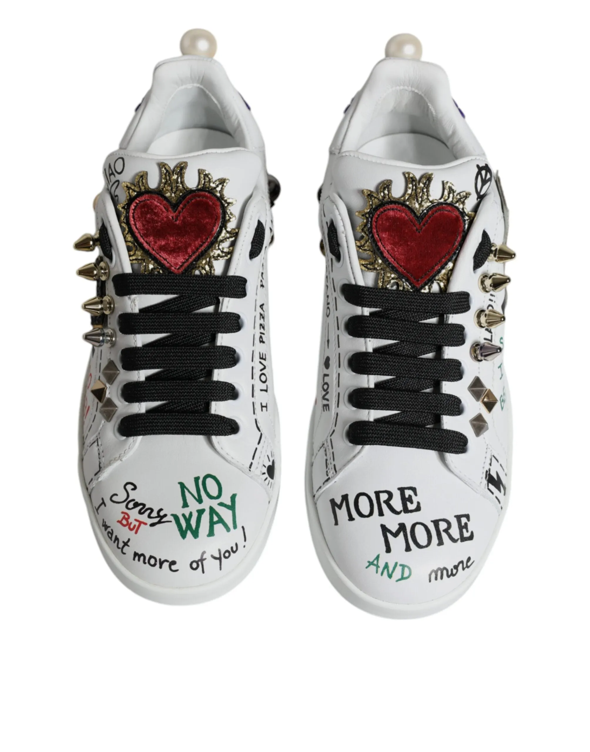 Dolce & Gabbana Heart Studded Low Top Sneakers