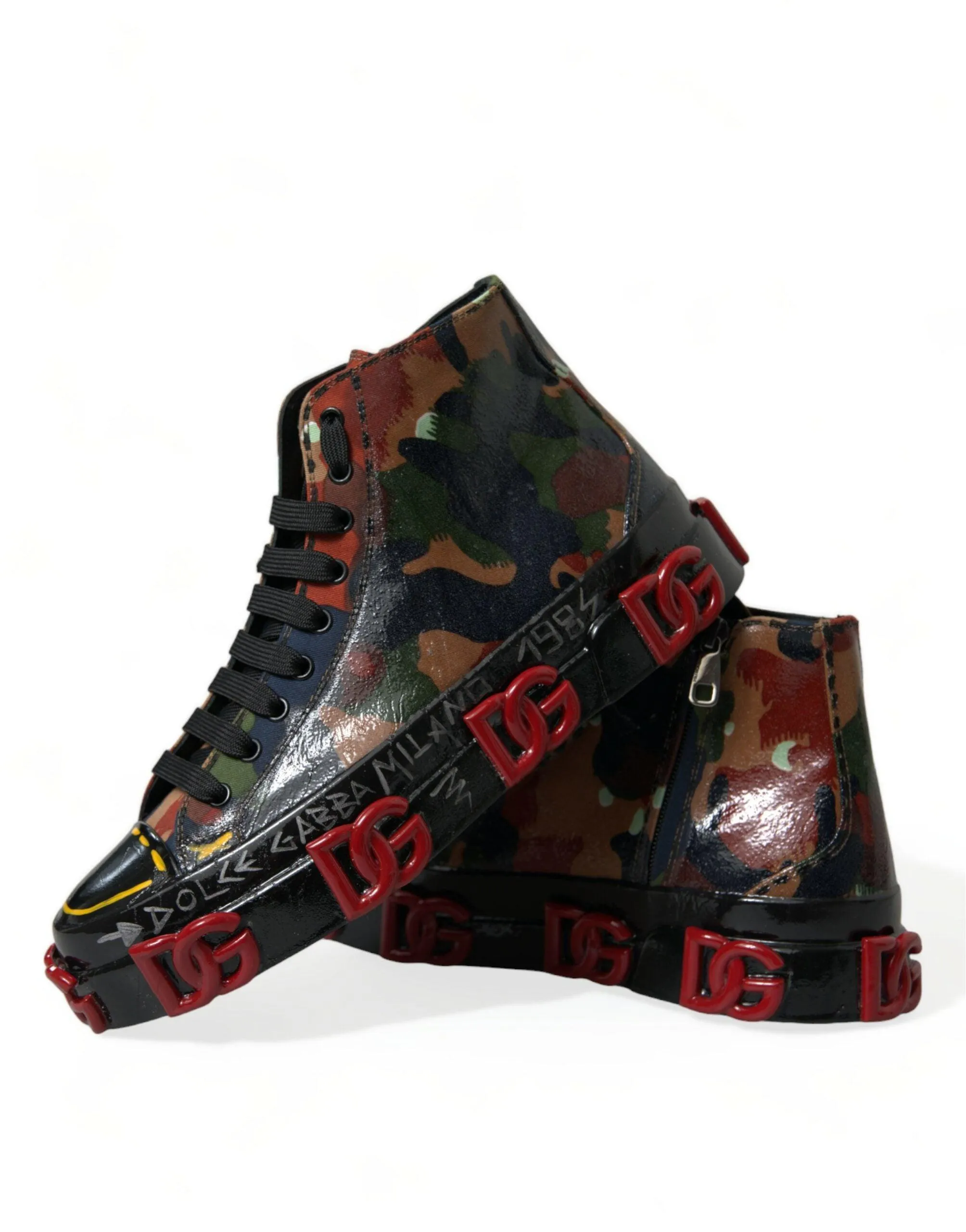 Dolce & Gabbana Multicolor Camouflage High Top Men Sneakers