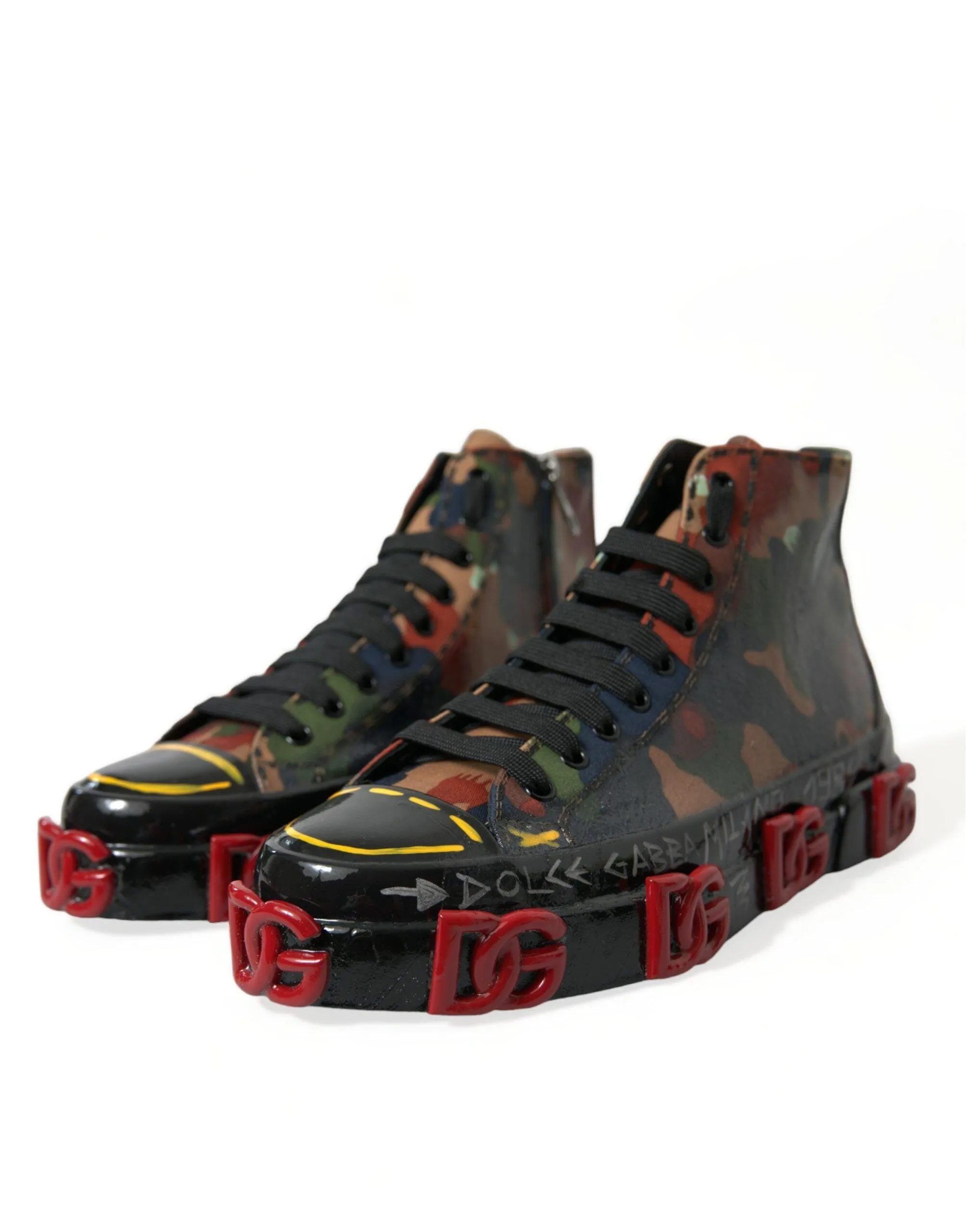 Dolce & Gabbana Multicolor Camouflage High Top Men Sneakers