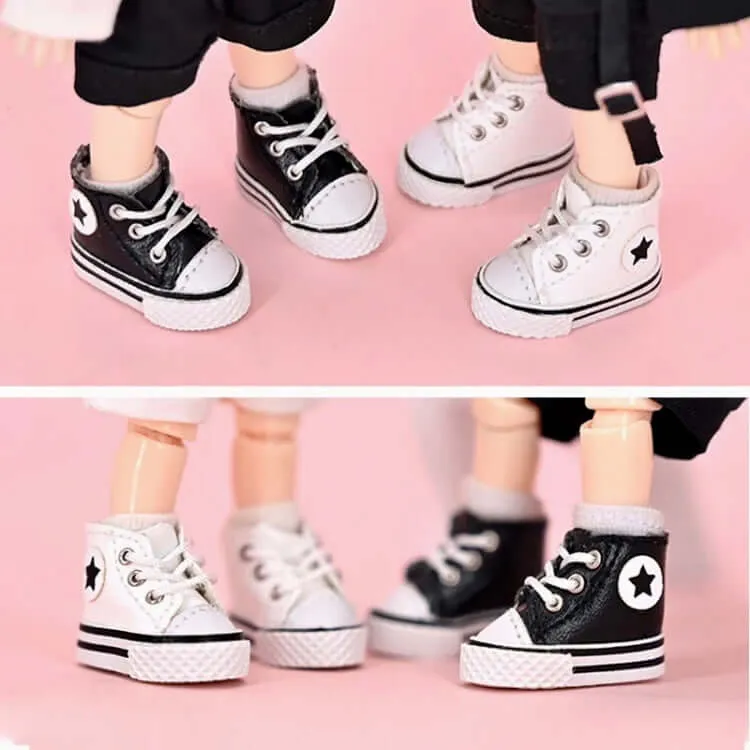 Doll shoes Blythe Doll trainers Black leather High tops