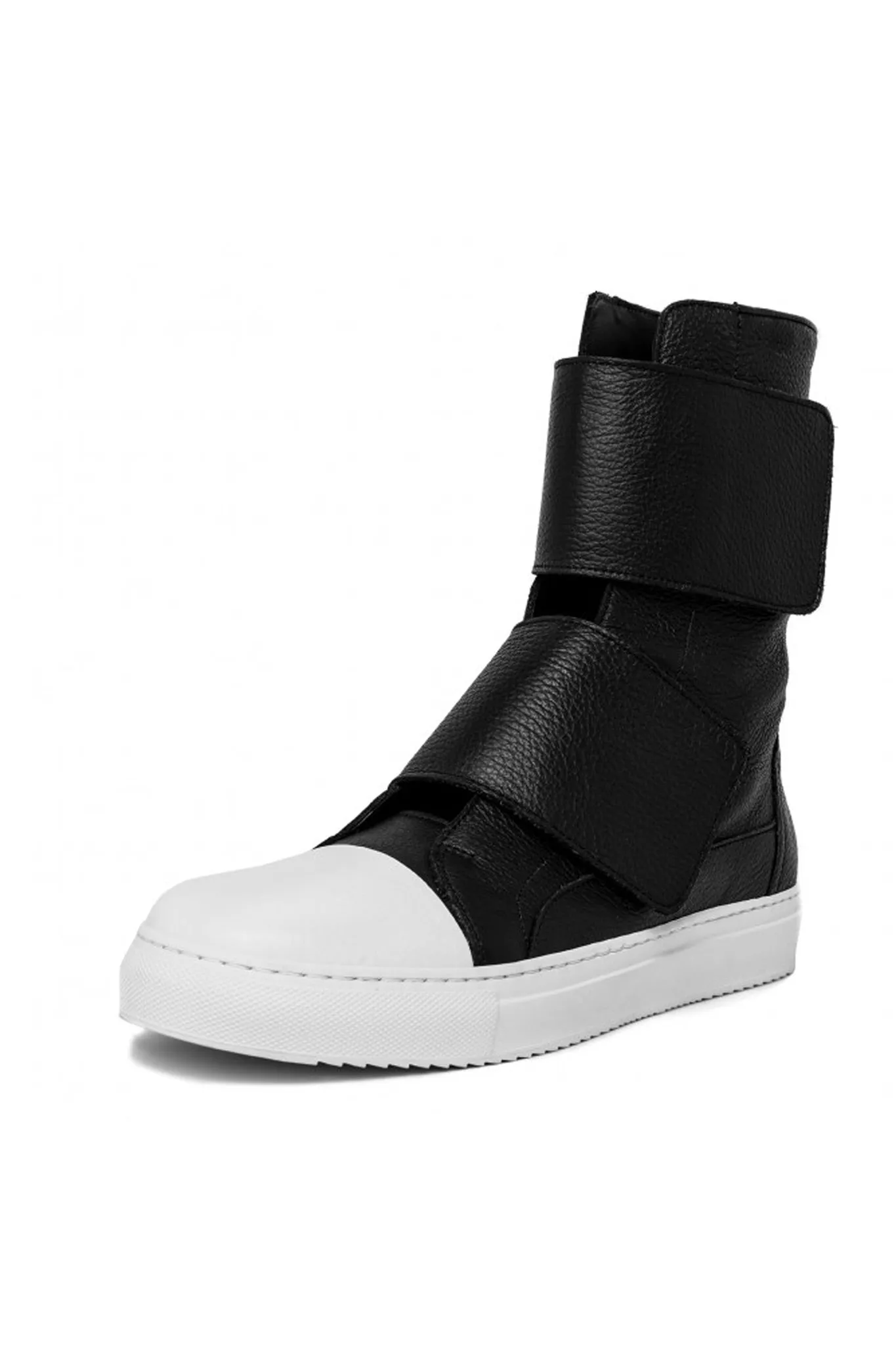 Double Strap High-Top Leather Sneakers