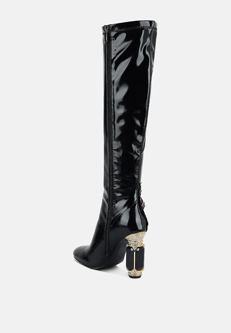 Ecstasy Fantasy Heel Patchwork Knee High Boots