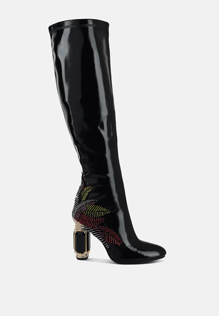 Ecstasy Fantasy Heel Patchwork Knee High Boots