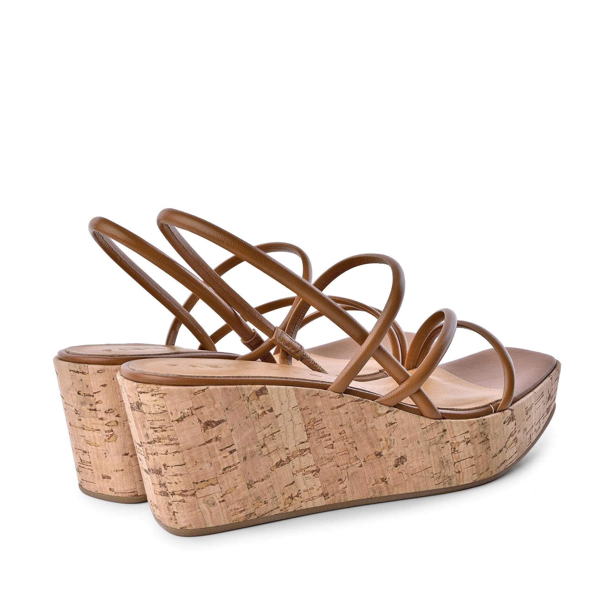 Effe Cognac Cork Platform Sandals