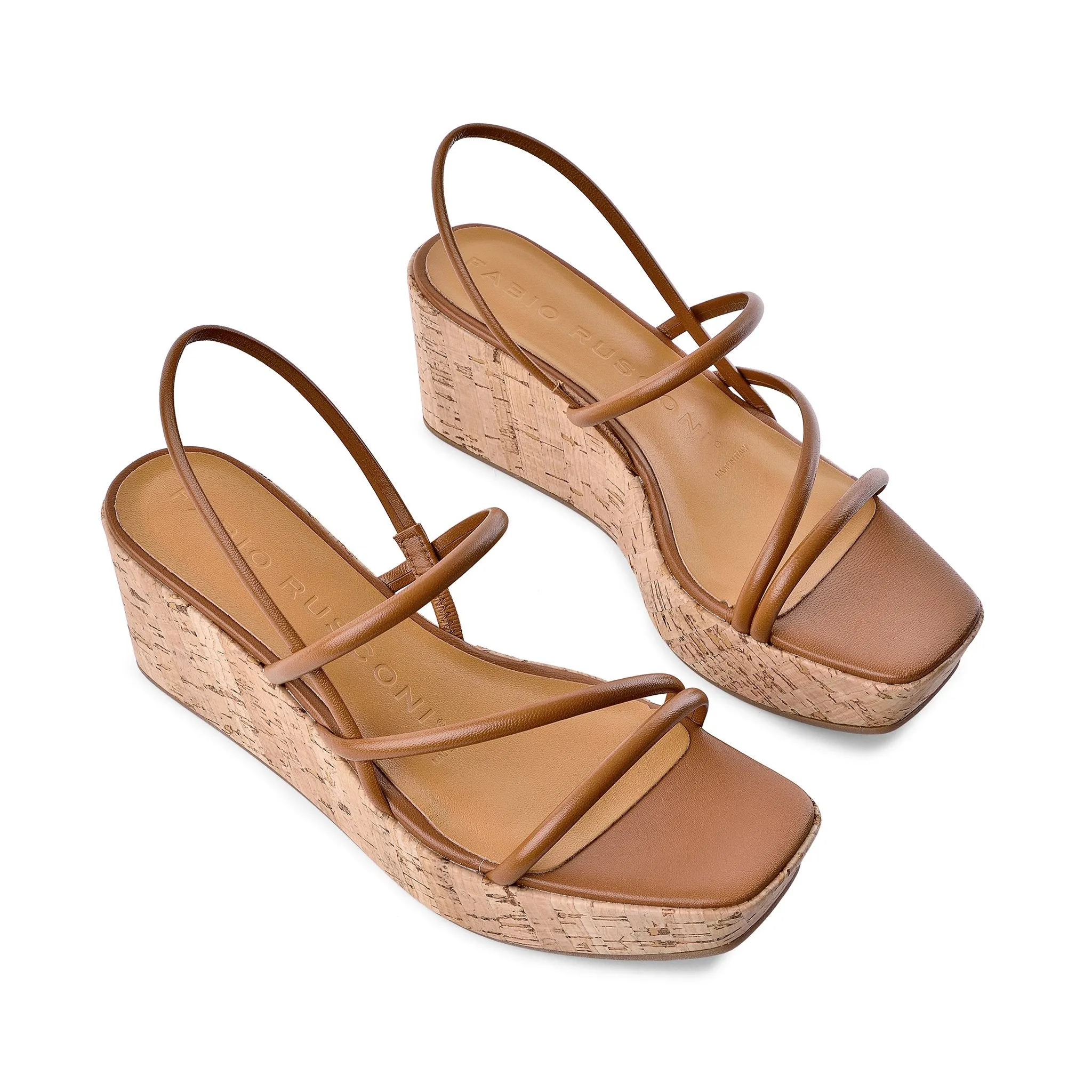 Effe Cognac Cork Platform Sandals