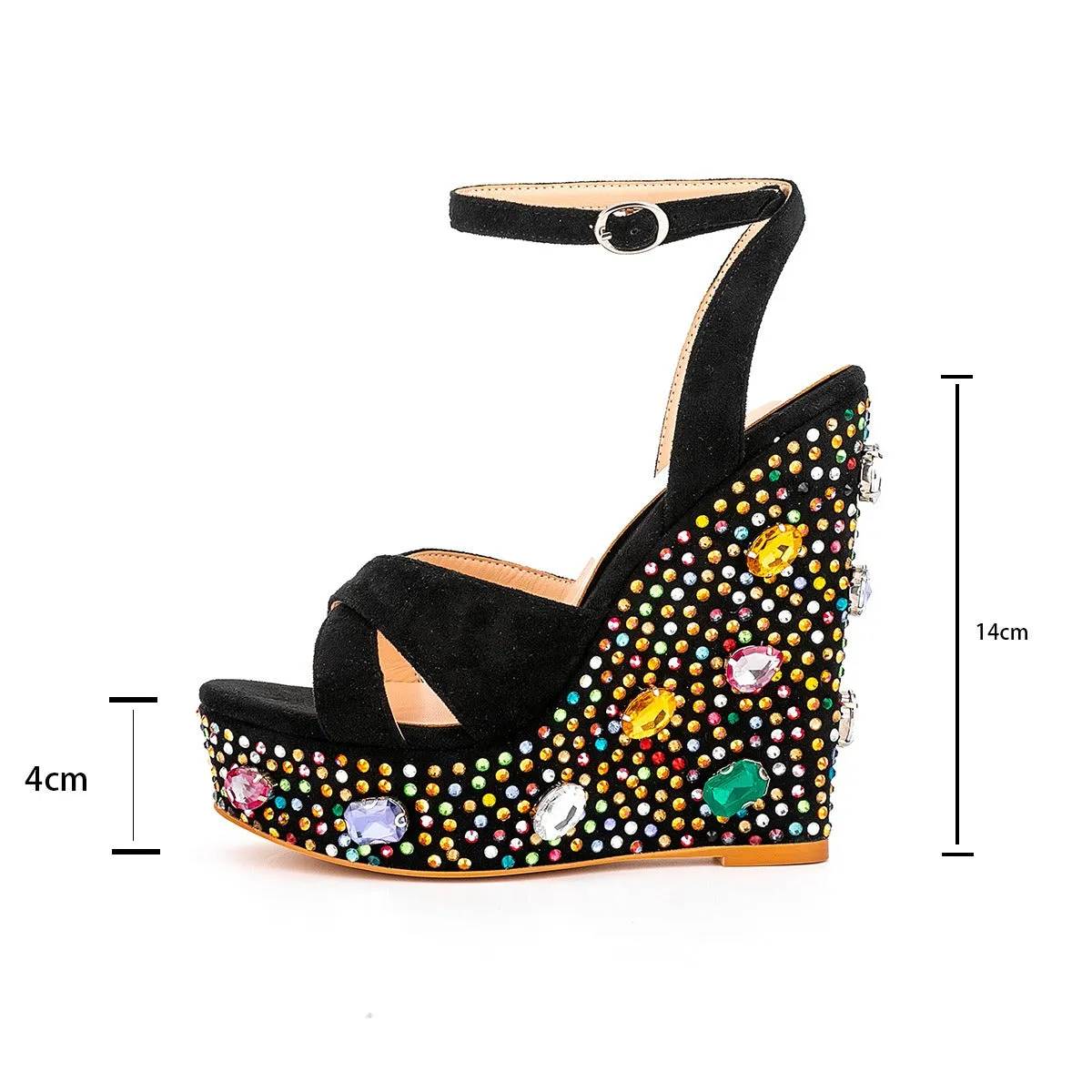 Embellished Wedge Heel Platform Sandals