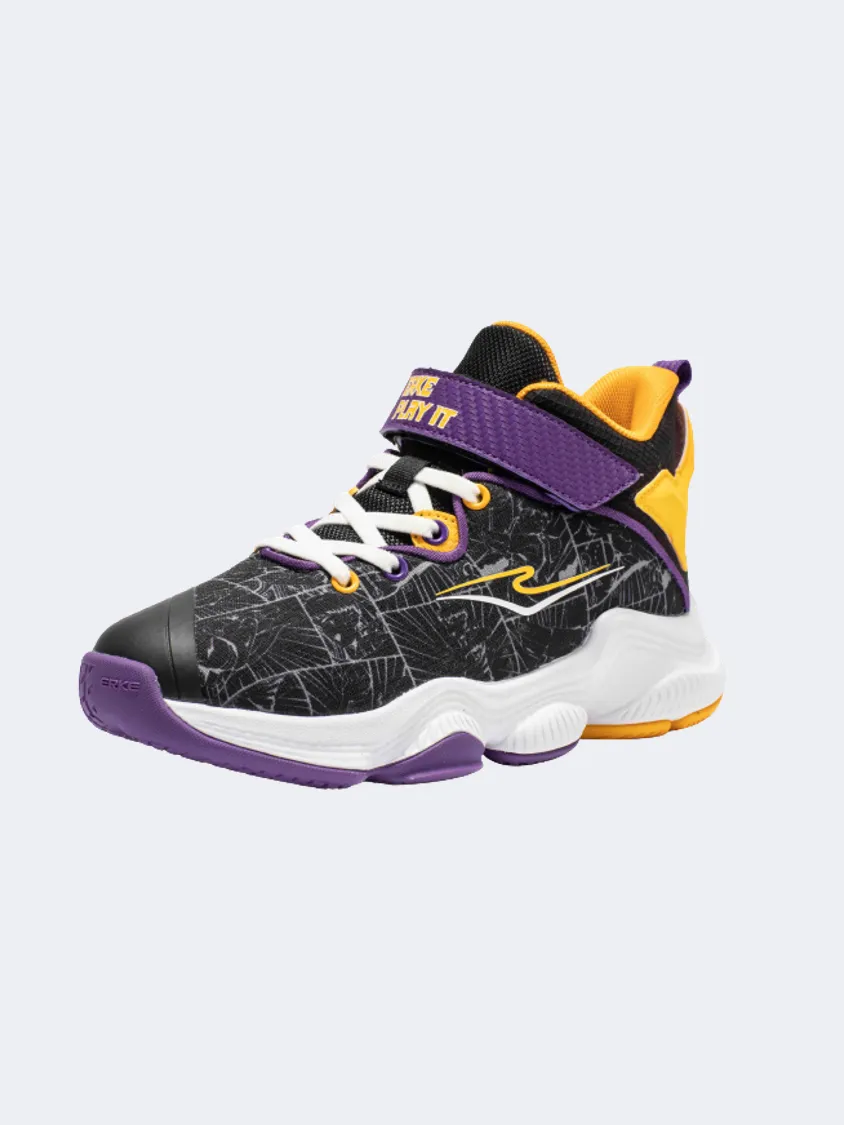 Erke  Kids-Boys Basketball Shoes Black/Yellow