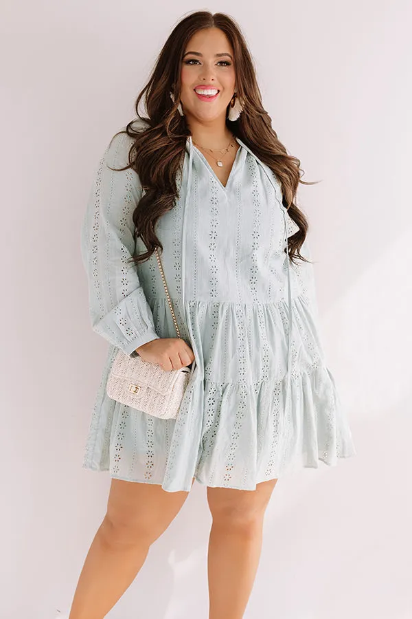 Excited For Paradise Eyelet Dress in Pear Curves