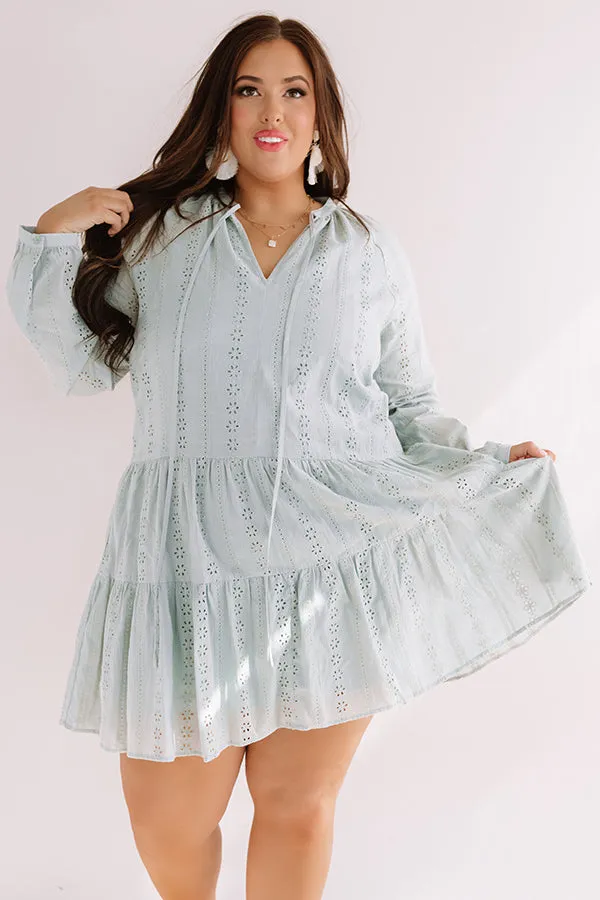 Excited For Paradise Eyelet Dress in Pear Curves