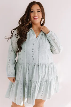 Excited For Paradise Eyelet Dress in Pear Curves