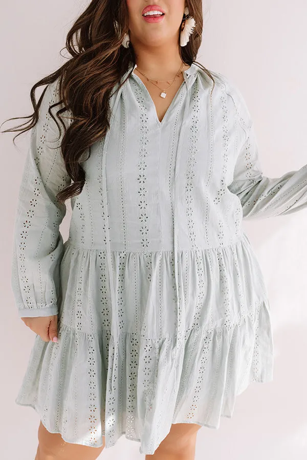 Excited For Paradise Eyelet Dress in Pear Curves