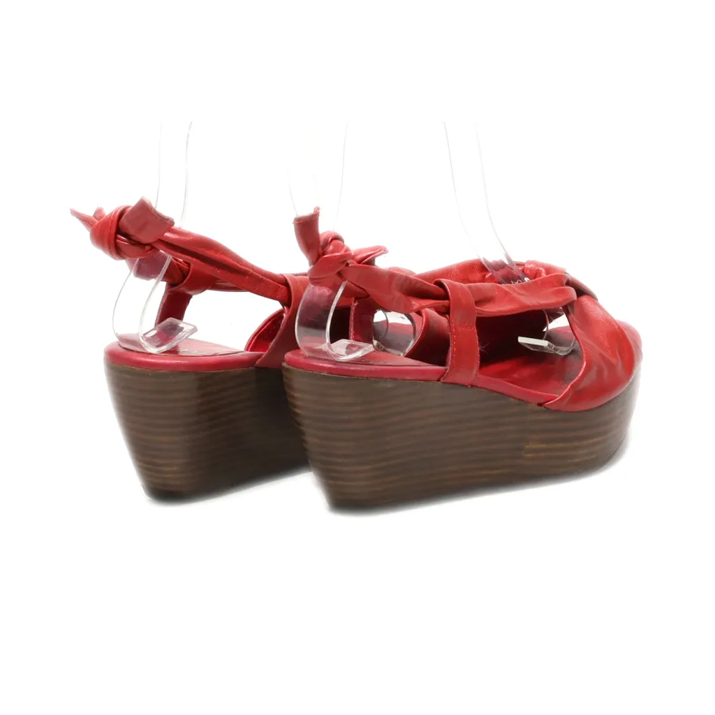 Faith Wedge Shoes Leather Red Colour For Women