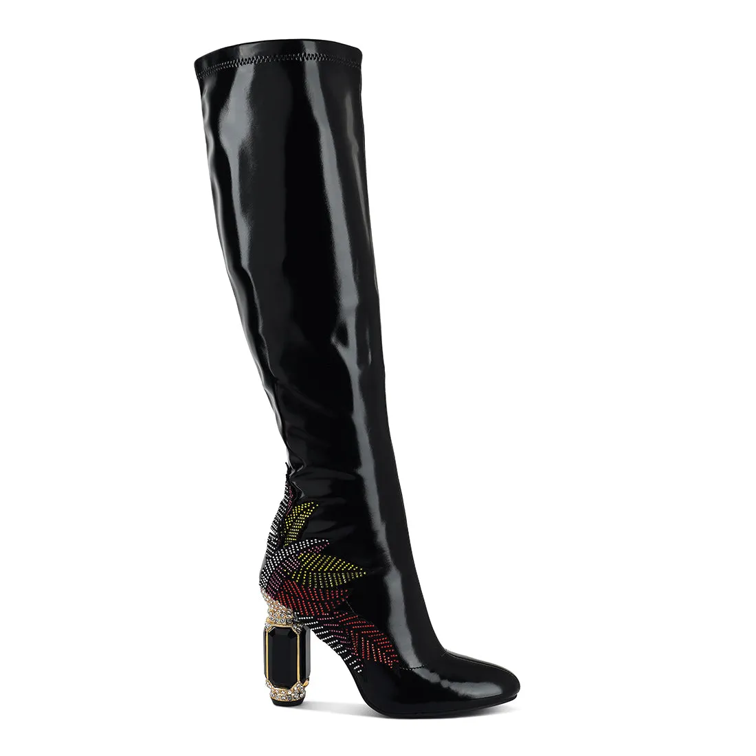 Fantasy Heel Patchwork Knee High Boots