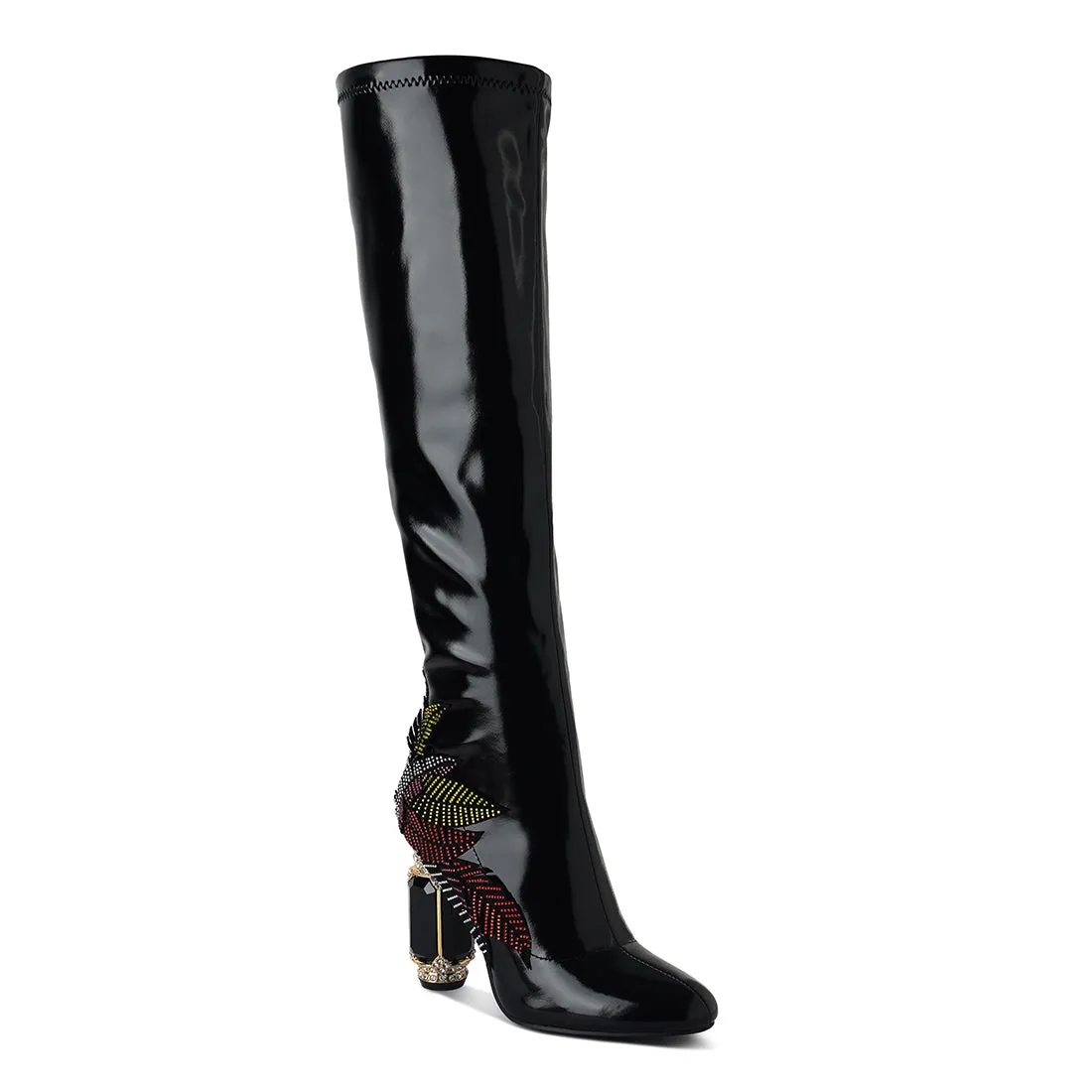 Fantasy Heel Patchwork Knee High Boots