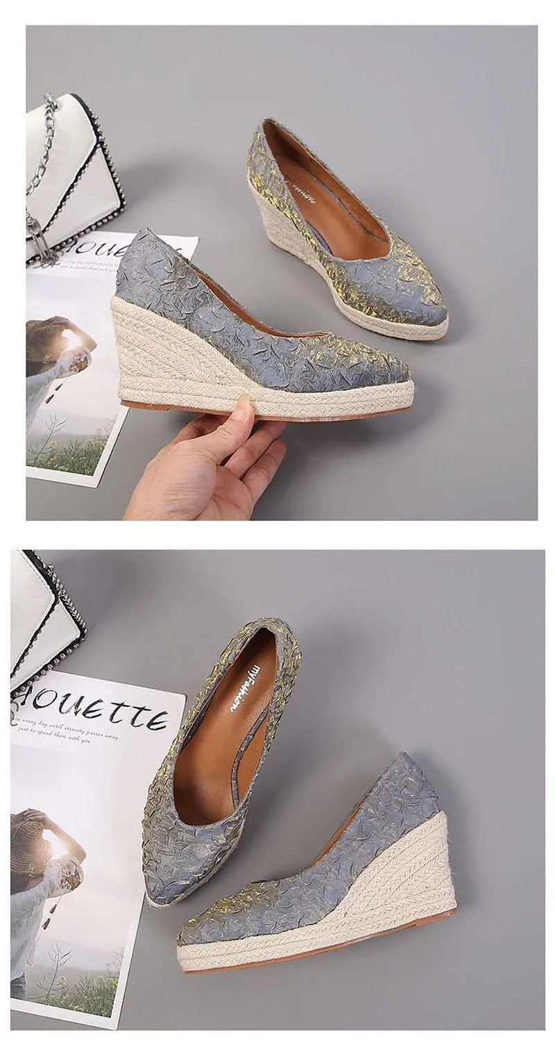 Fashion High Heels Women Wedges Casual Shoes GCSTY31 Retro Pumps A3800