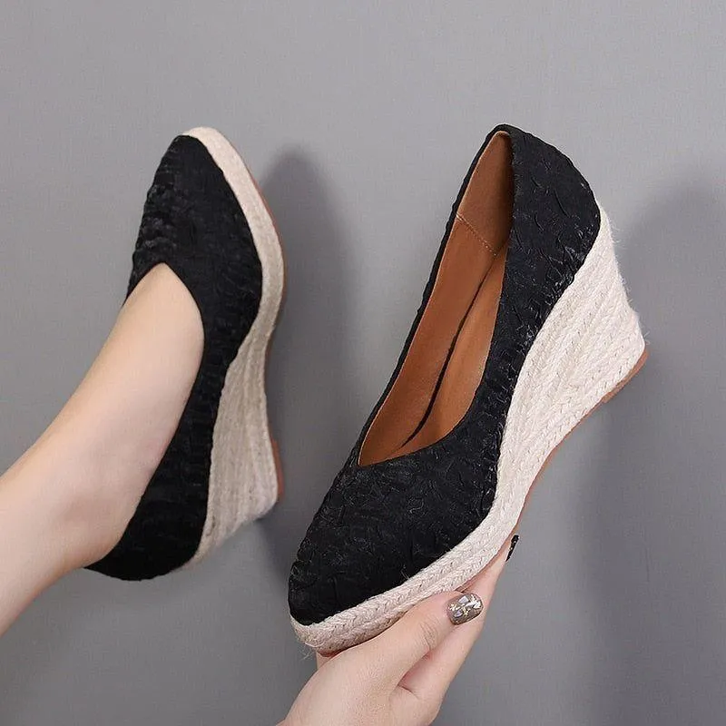 Fashion High Heels Women Wedges Casual Shoes GCSTY31 Retro Pumps A3800