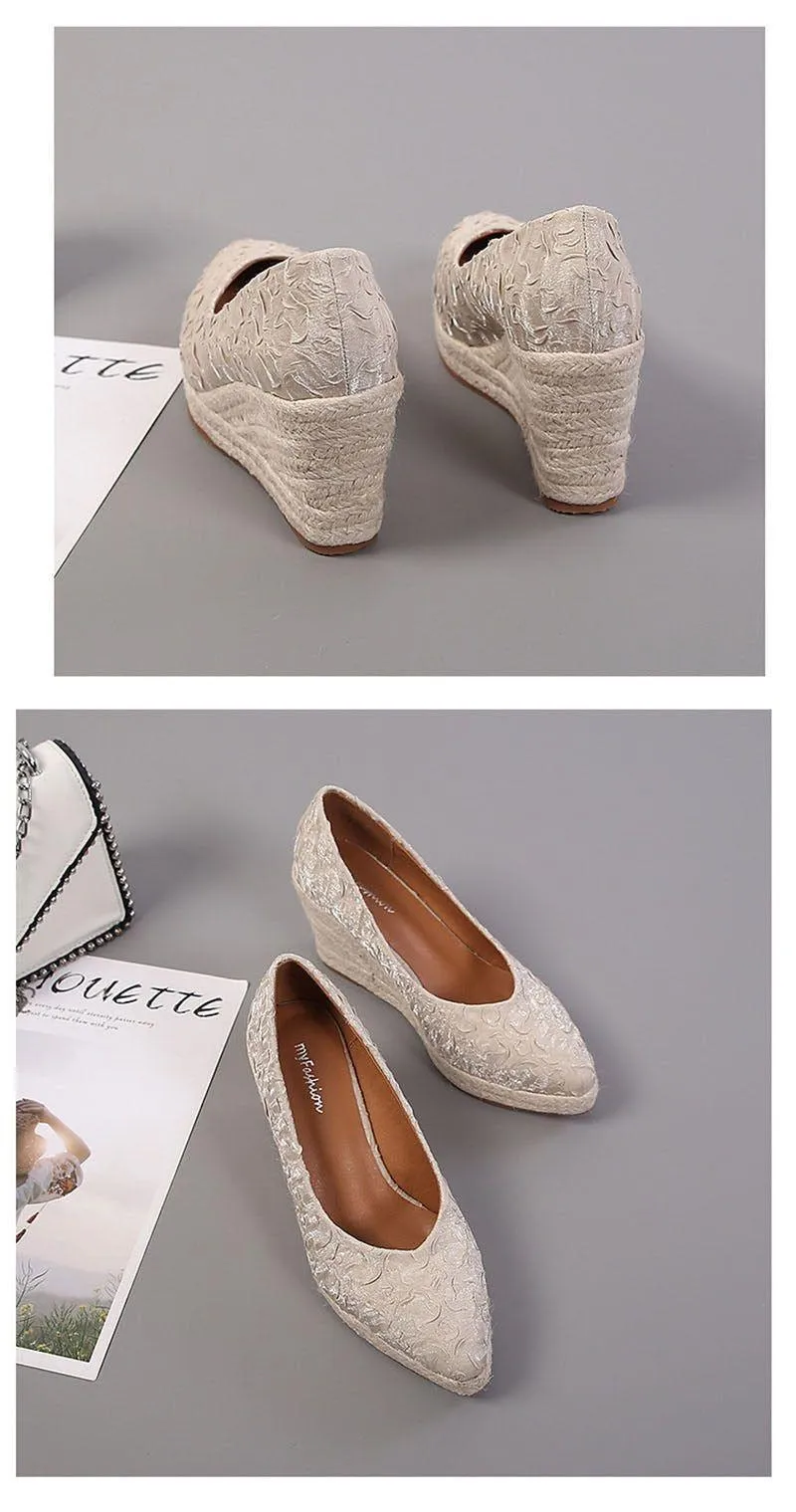 Fashion High Heels Women Wedges Casual Shoes GCSTY31 Retro Pumps A3800