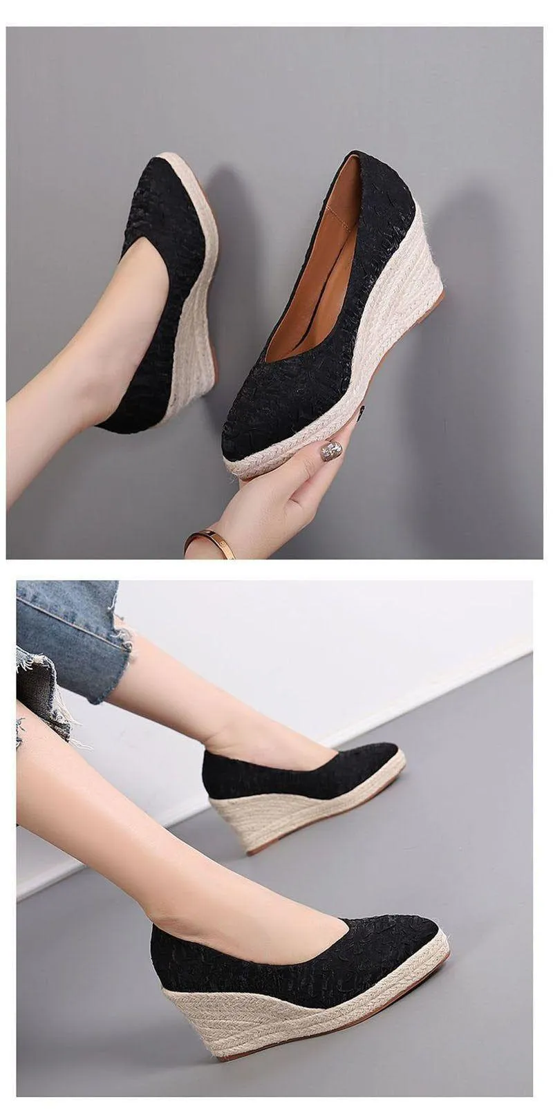 Fashion High Heels Women Wedges Casual Shoes GCSTY31 Retro Pumps A3800