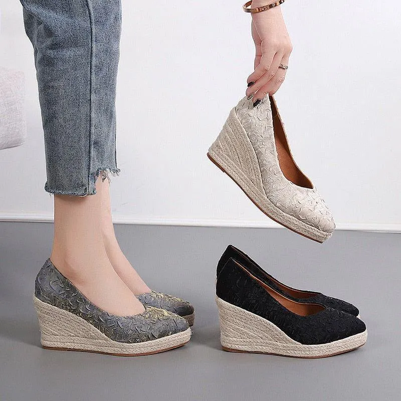 Fashion High Heels Women Wedges Casual Shoes GCSTY31 Retro Pumps A3800