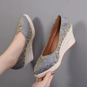 Fashion High Heels Women Wedges Casual Shoes GCSTY31 Retro Pumps A3800