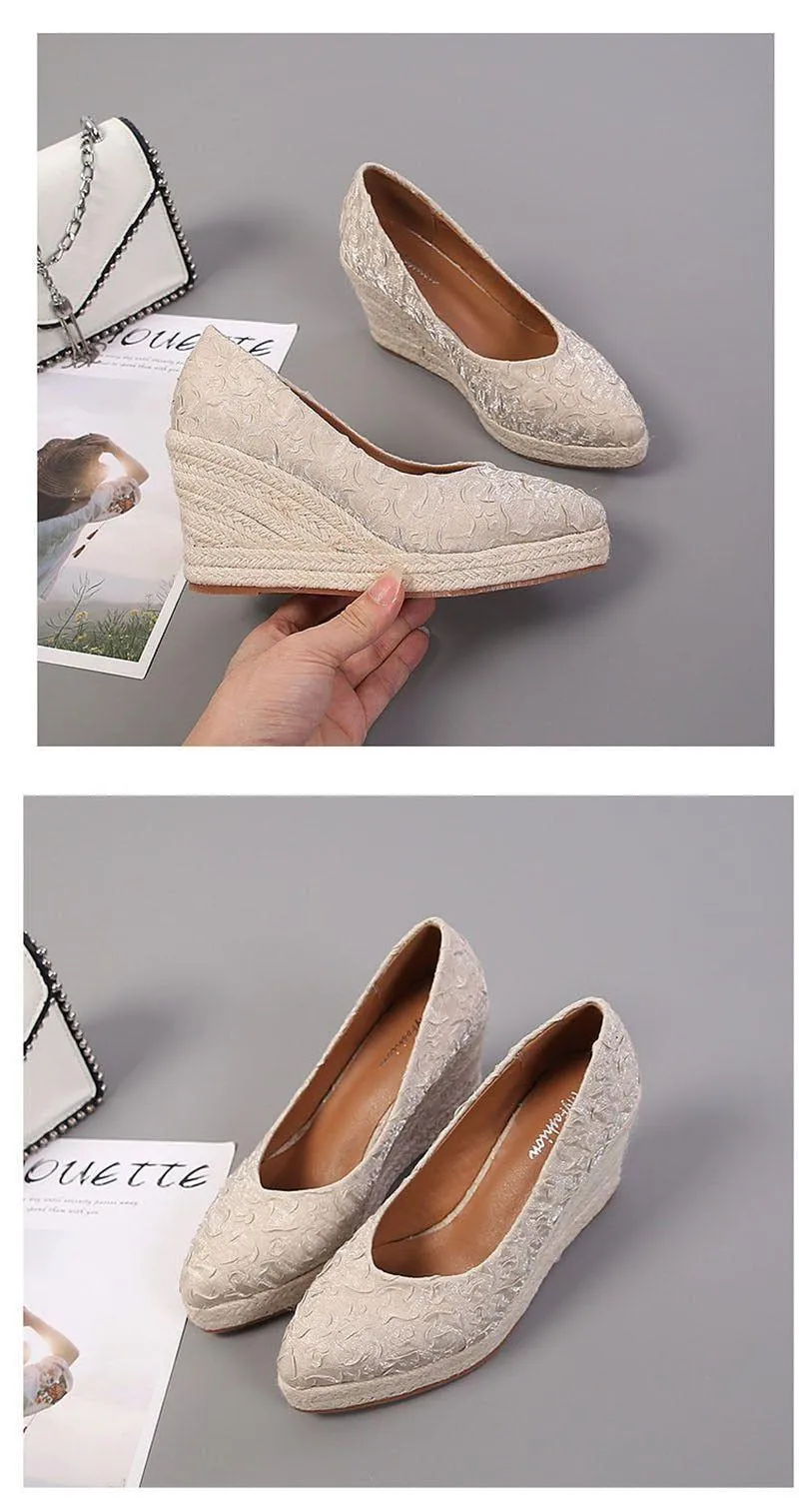 Fashion High Heels Women Wedges Casual Shoes GCSTY31 Retro Pumps A3800