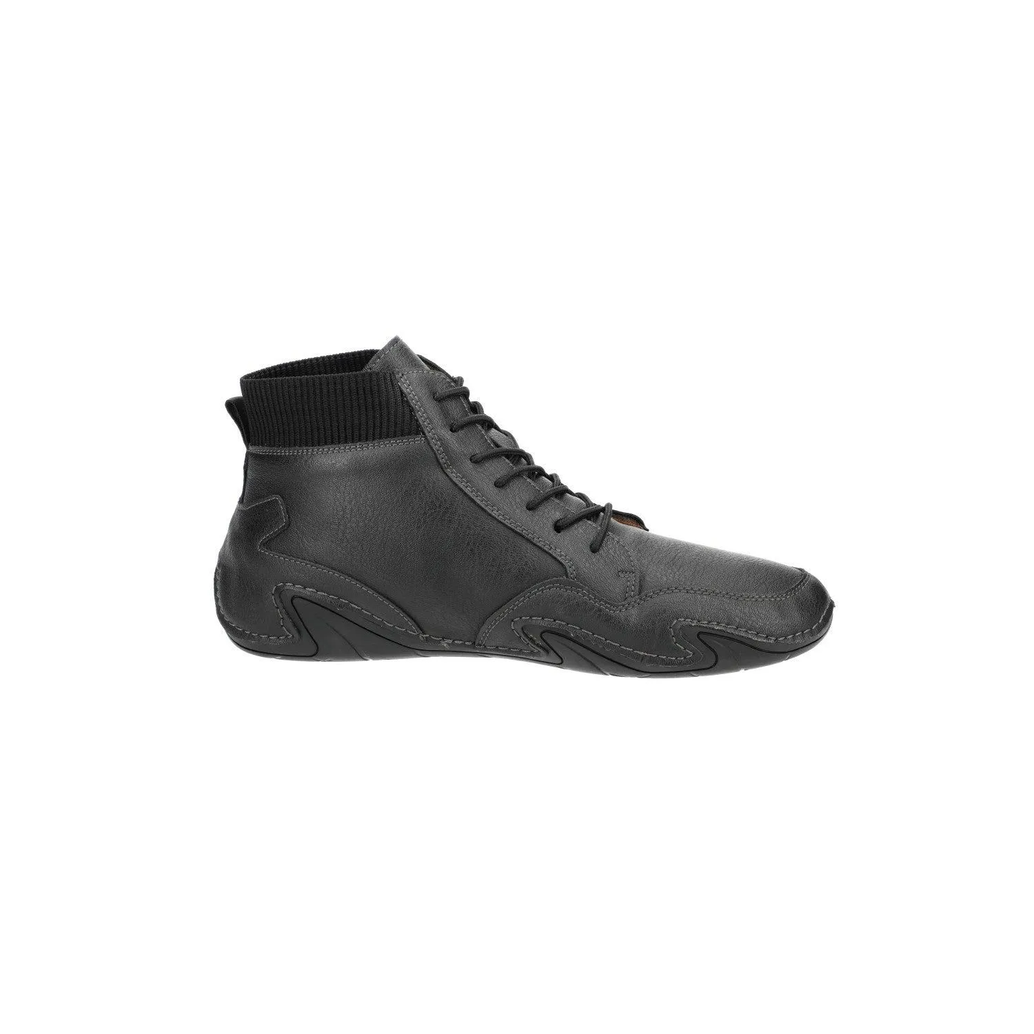 Fashion Round Toe Sport Ankle Boots Leather Black Colour For Men