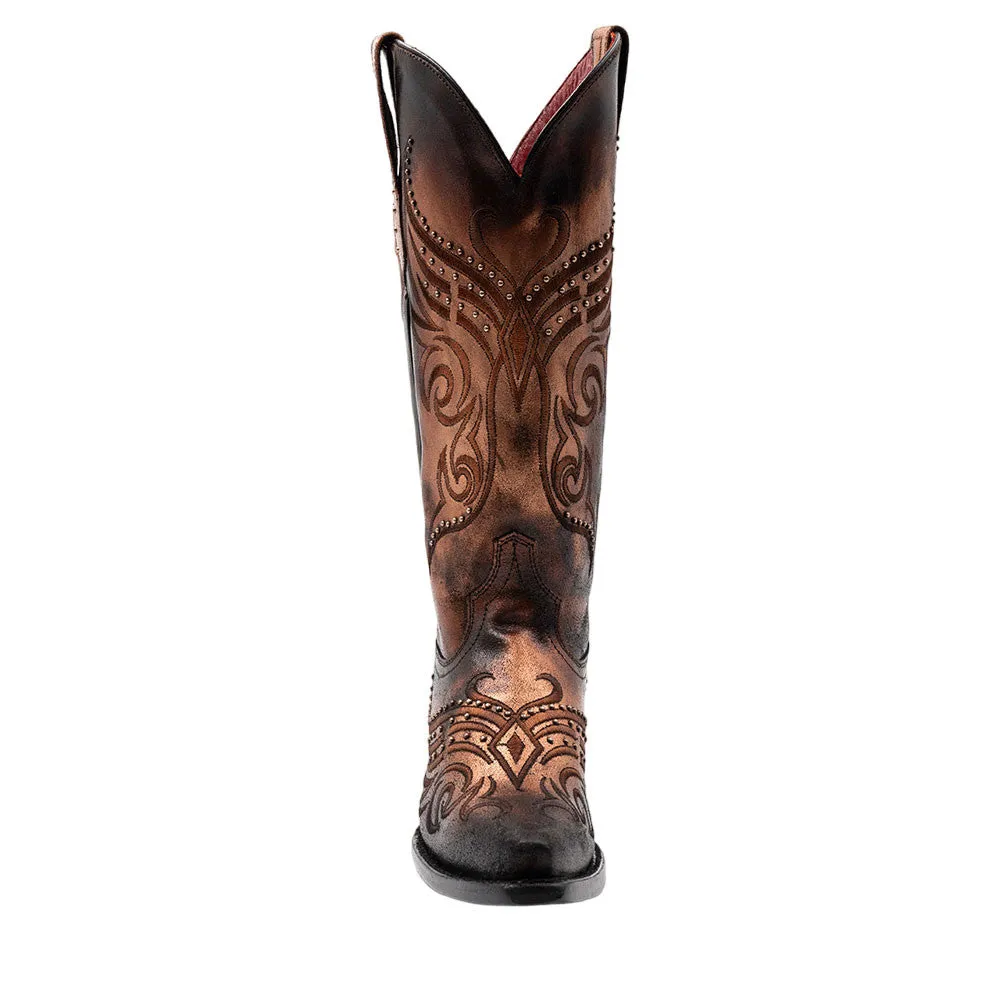 Ferrini Masquerade Copper Metallic Full Grain Leather Snipped Toe Boots