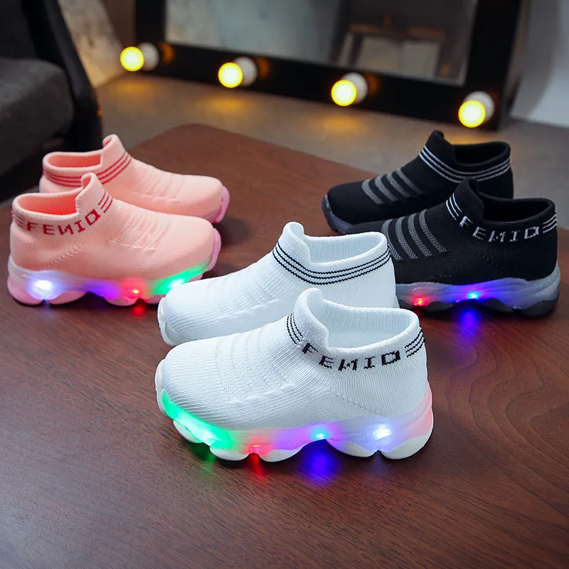 Flying Woven Kids Flat led Light Shoes | LED shoes For Small Kids