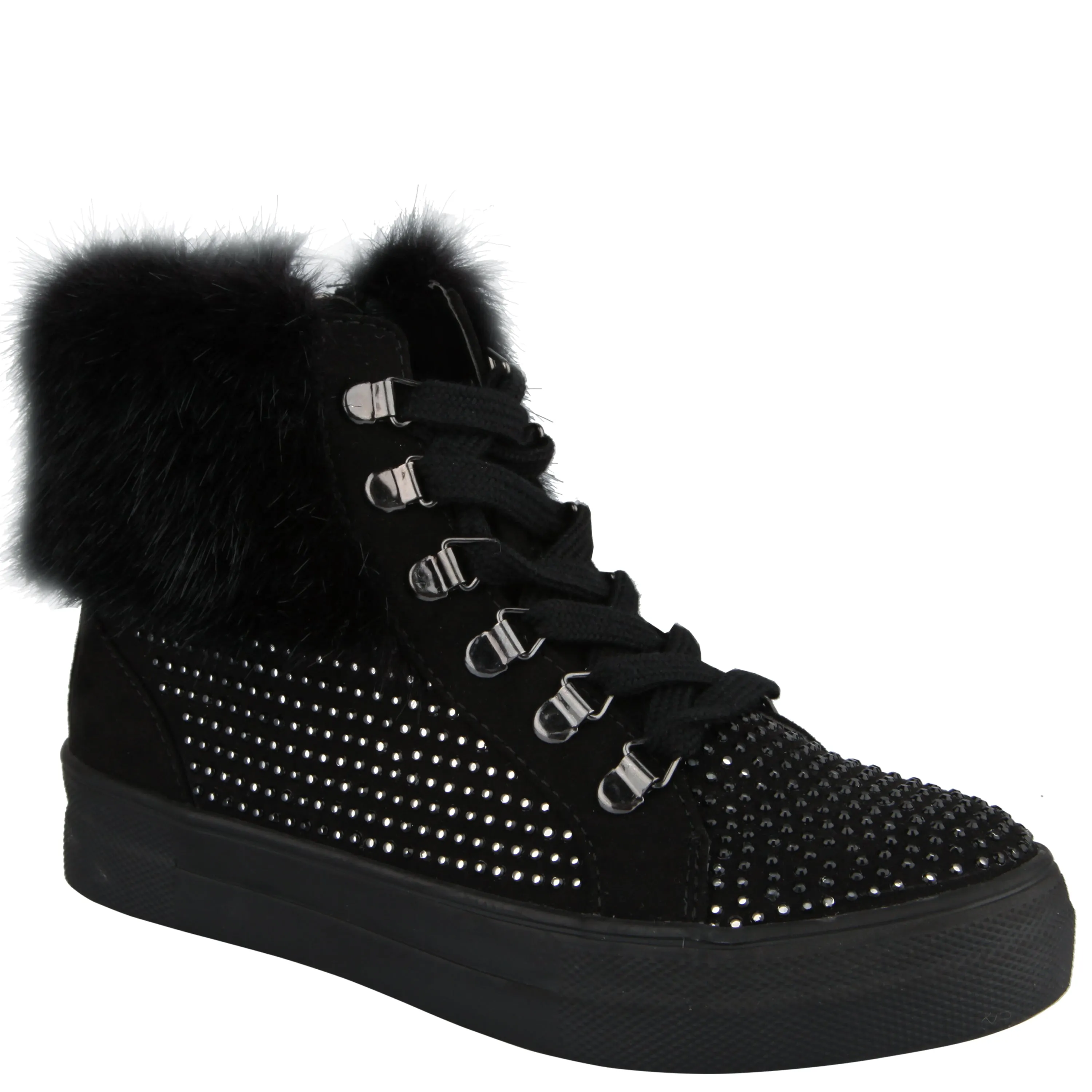 Fur Trim Studded High Top