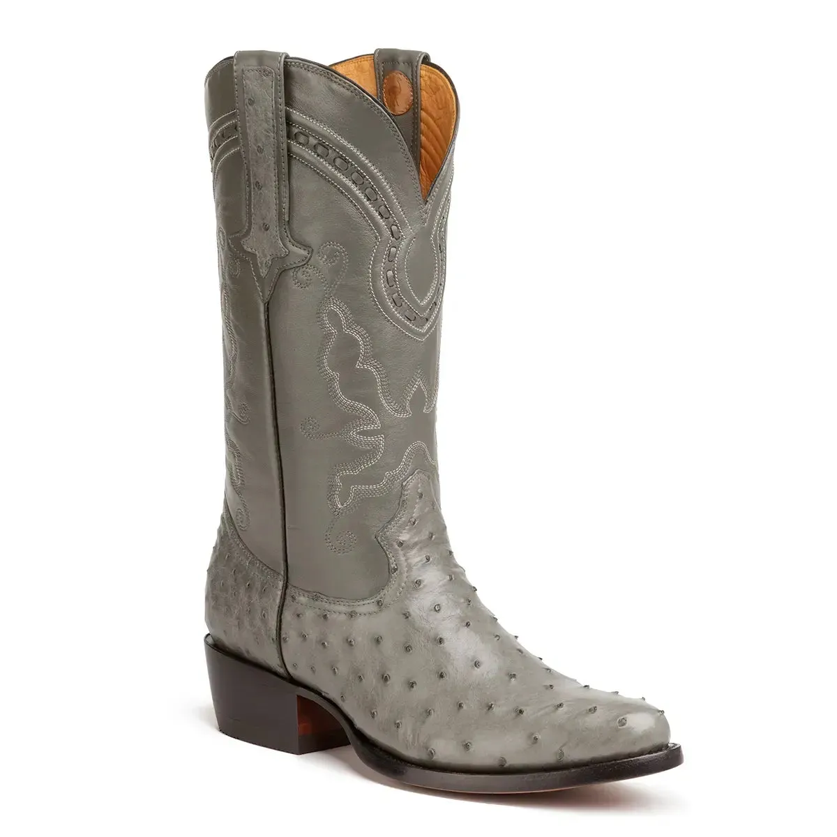 Gavel Men's Cameron Full Quill Ostrich Boot - Grey