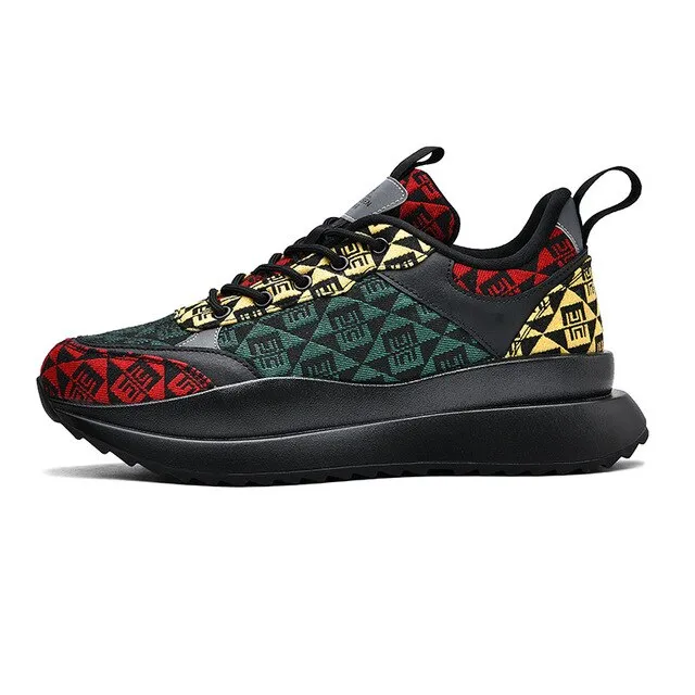 Geometric Pattern High Top Microfiber Sneakers