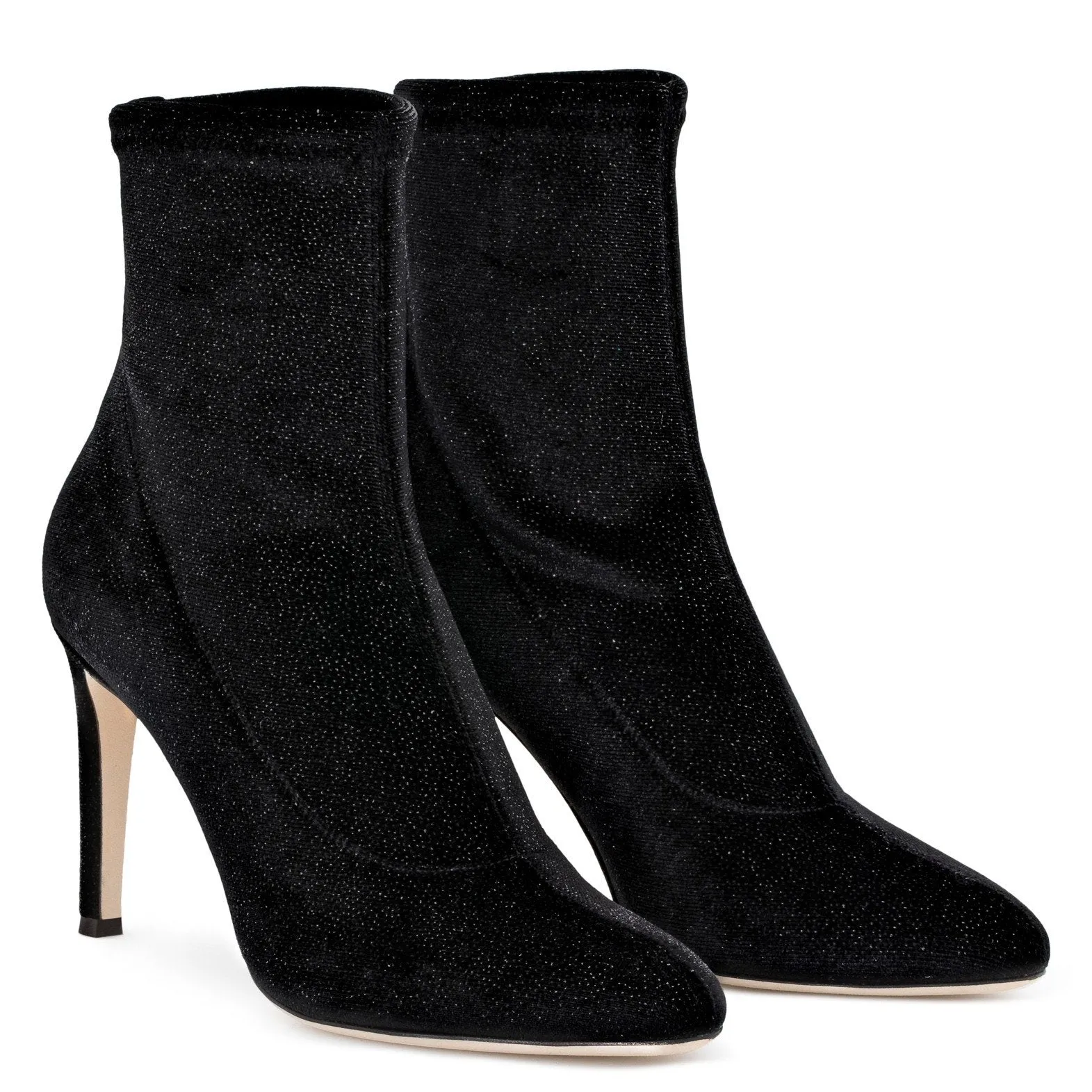 GIUSEPPE ZANOTTI Celeste Glitter Velvet Stretch Bootie, Black