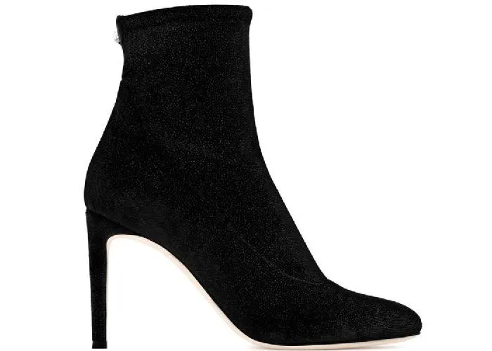 GIUSEPPE ZANOTTI Celeste Glitter Velvet Stretch Bootie, Black