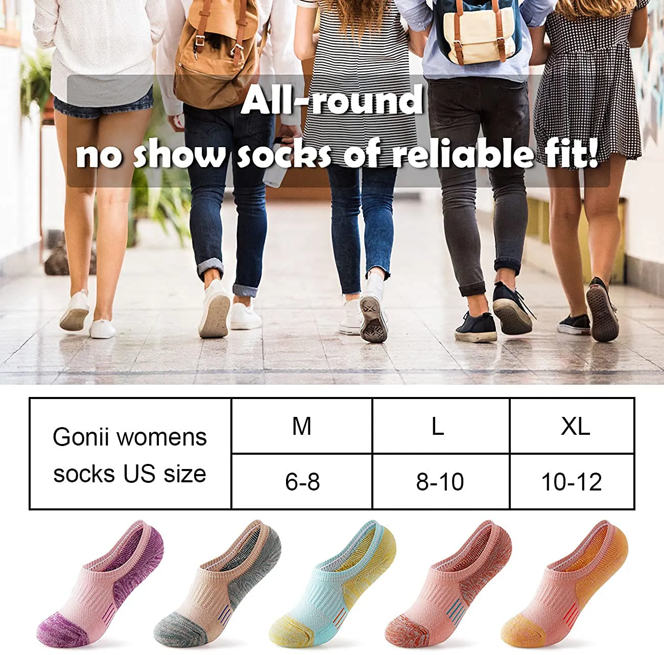 Gonii Womens No Show Socks Athletic Ankle Socks Cushioned Running Low Cut 5-8 Pairs