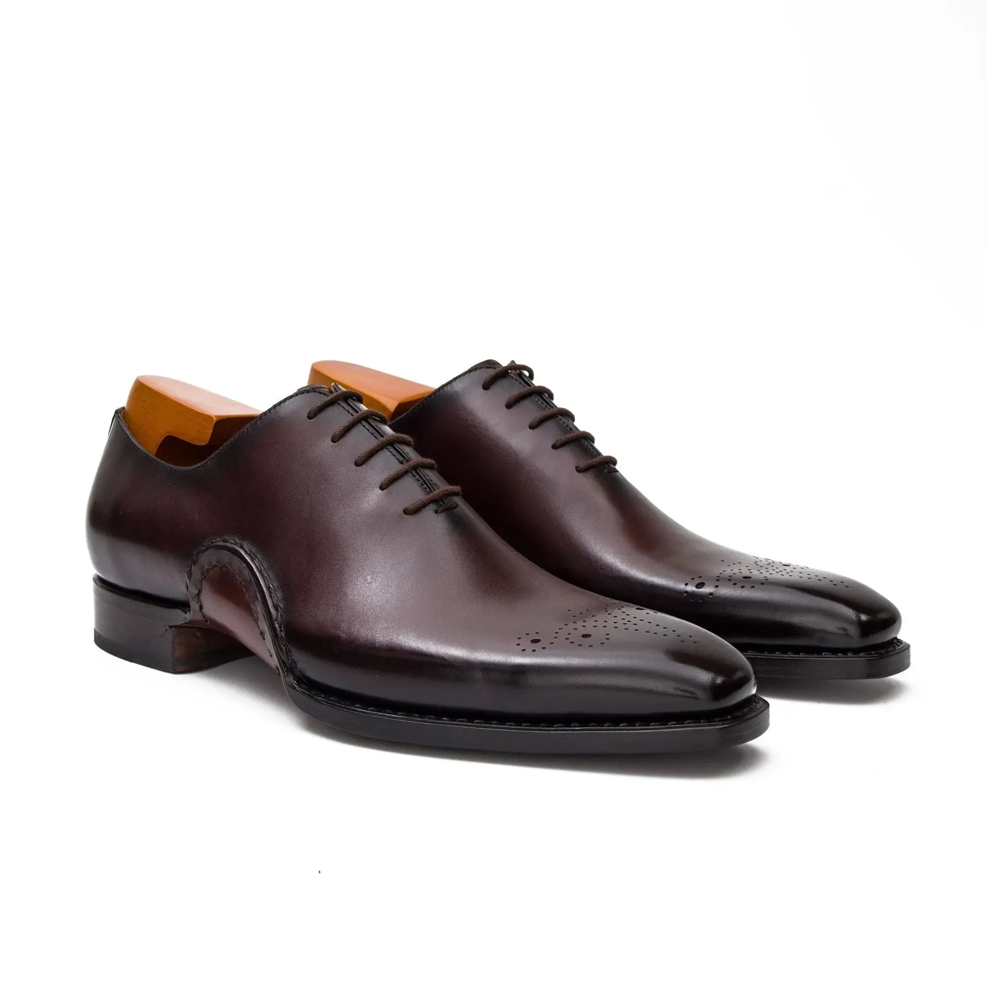 Goodyear Handmade Patina Oxford Shoes-Coffee