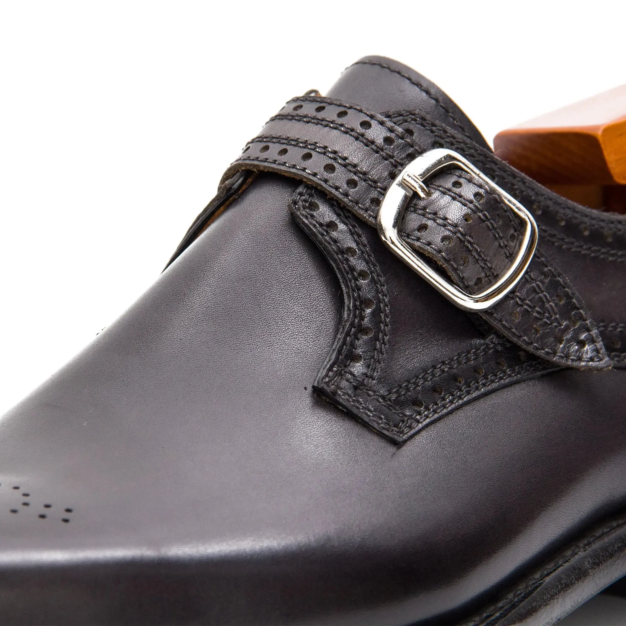 Goodyear Welted Monk Strap Shoes Black