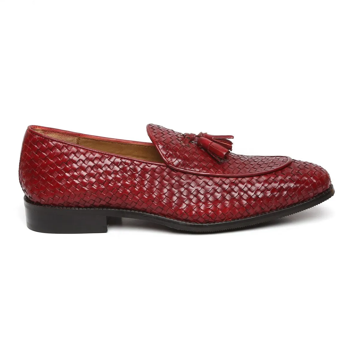 Hand Weaved Wine Apron Toe Tassels Slip-on Shoes