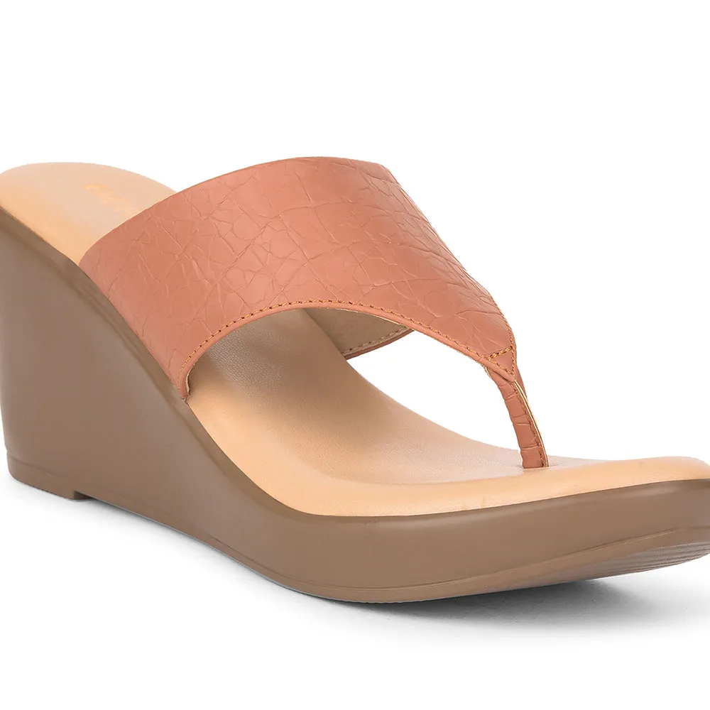 Healers By Liberty ST-28 Wedges Heels Sandal For Women - Tan