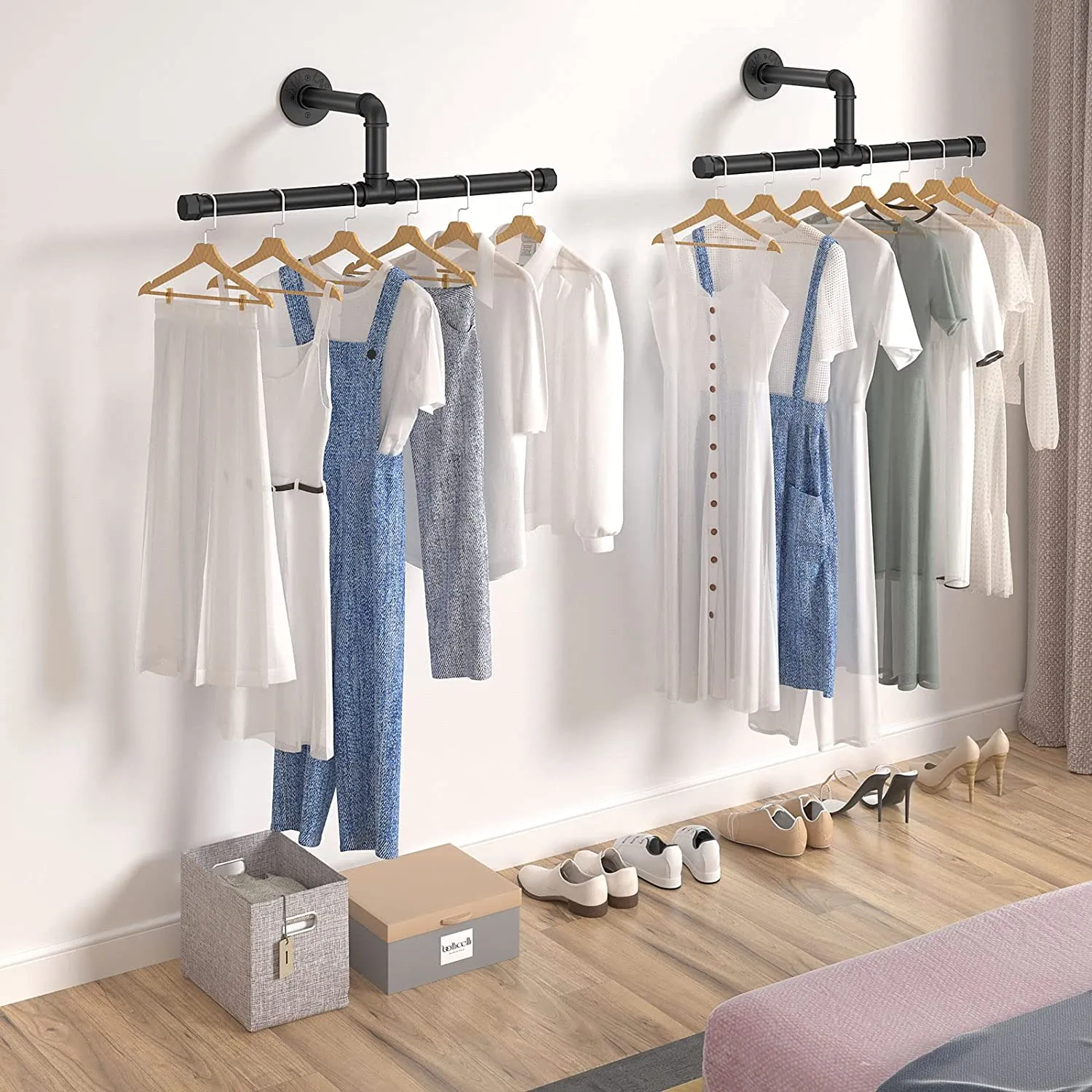 Industrial Pipe Floating Clothing Rack