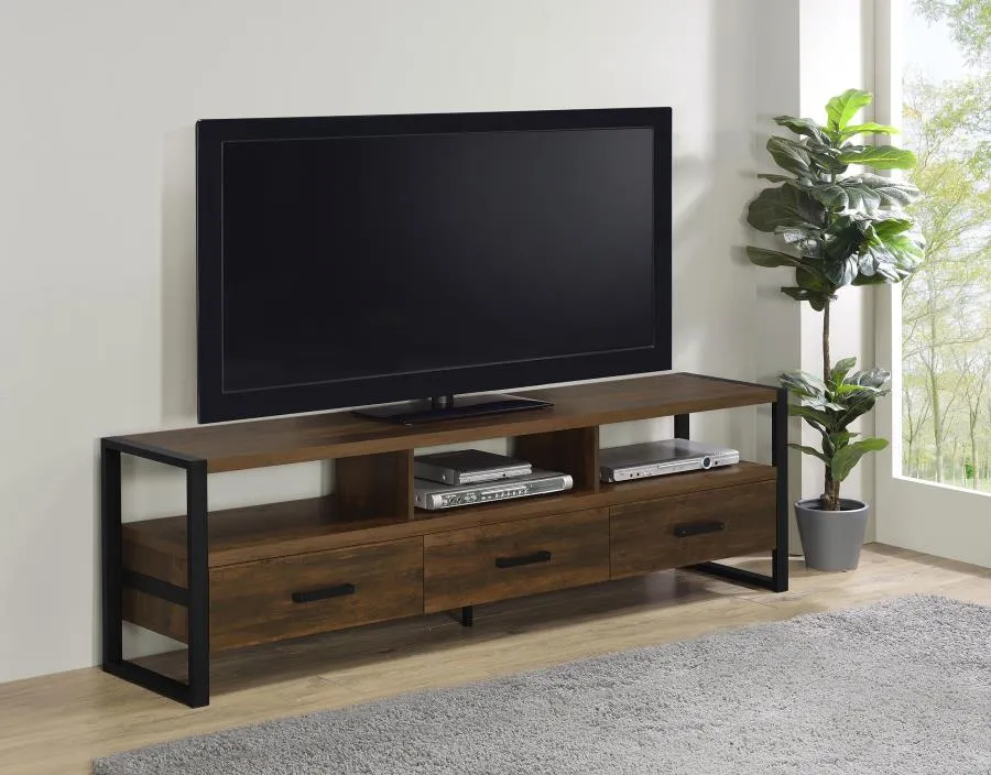 James 3-drawer Composite Wood 71" TV Stand Dark Pine