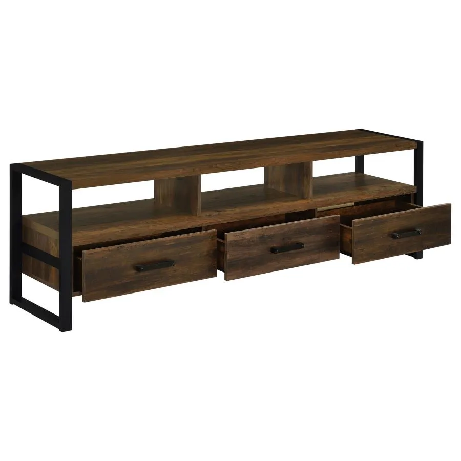 James 3-drawer Composite Wood 71" TV Stand Dark Pine