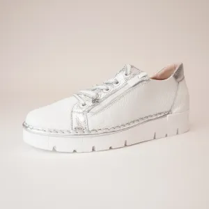 Js-2001 White/ Silver Leather Sneakers