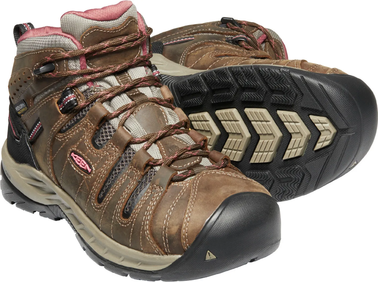 'Keen Utility' Women's Flint II EH WP Mid Hiker - Cascade Brown / Brick Dust