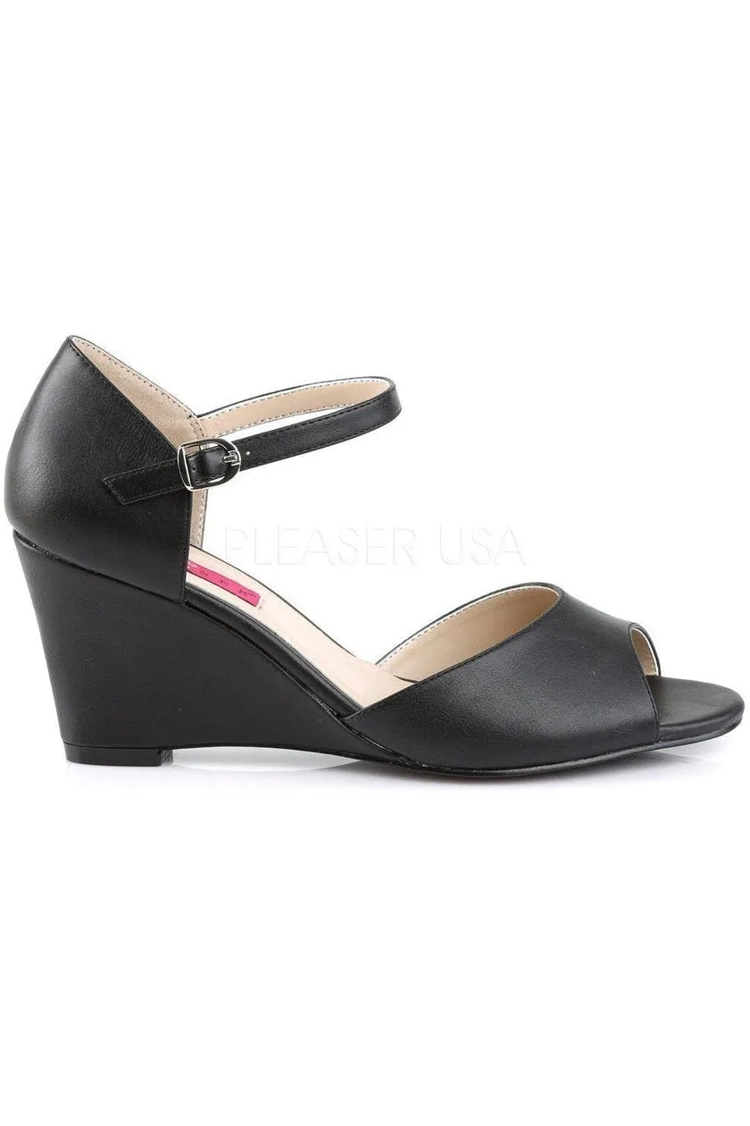 KIMBERLY-05 Wedge | Black Faux Leather